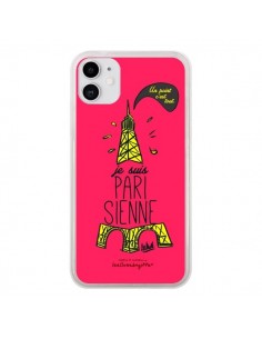 Coque iPhone 11 Je suis Parisienne La Tour Eiffel Rose -...