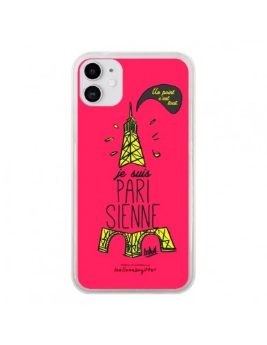 Coque iPhone 11 Je suis Parisienne La Tour Eiffel Rose - Leellouebrigitte