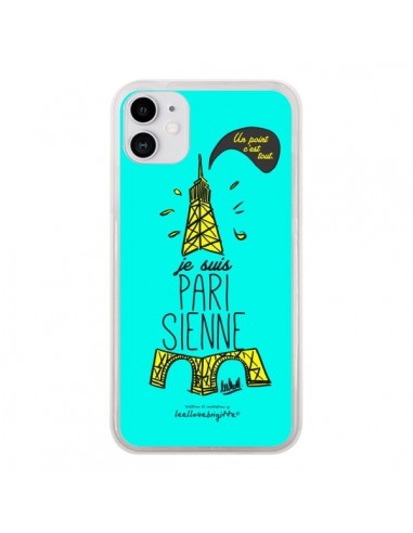 Coque iPhone 11 Je suis Parisienne La Tour Eiffel Bleu - Leellouebrigitte