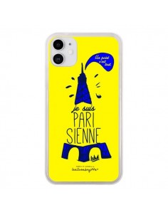 Coque iPhone 11 Je suis Parisienne La Tour Eiffel Jaune -...