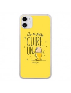 Coque iPhone 11 Va te faire cuir un oeuf jaune -...