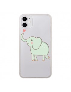 Coque iPhone 11 Elephant Elefant Animal Coeur Love...