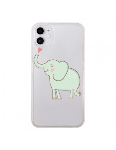 Coque iPhone 11 Elephant Elefant Animal Coeur Love  Transparente - Petit Griffin
