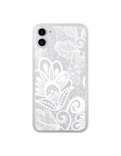 Coque iPhone 11 Lace Fleur Flower Blanc Transparente -...