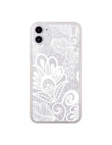 Coque iPhone 11 Lace Fleur Flower Blanc Transparente - Petit Griffin