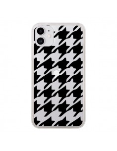 Coque iPhone 11 Vichy Gros Carre noir Transparente -...