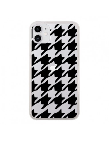 Coque iPhone 11 Vichy Gros Carre noir Transparente - Petit Griffin