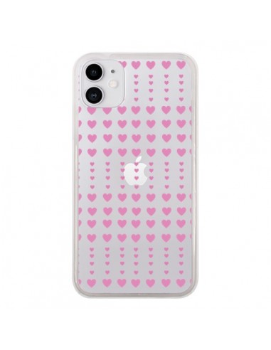 Coque iPhone 11 Coeurs Heart Love Amour Rose Transparente - Petit Griffin