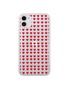 Coque iPhone 11 Coeurs Heart Love Amour Red Transparente...