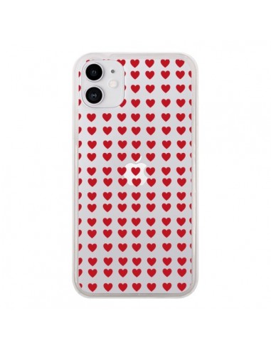 Coque iPhone 11 Coeurs Heart Love Amour Red Transparente - Petit Griffin