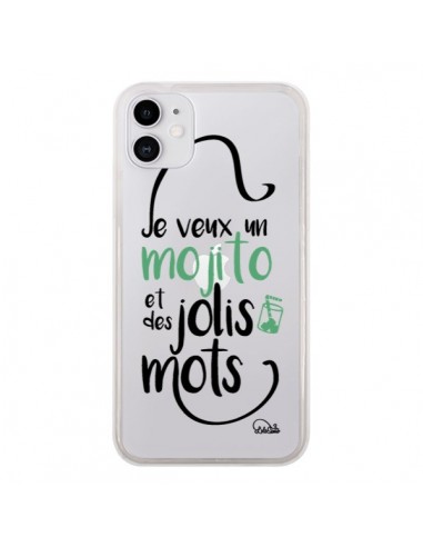 Coque iPhone 11 Je veux un mojito et des jolis mots Transparente - Lolo Santo