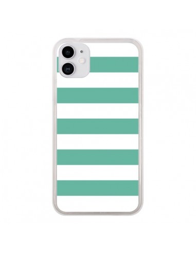 Coque iPhone 11 Bandes Mint Vert - Mary Nesrala
