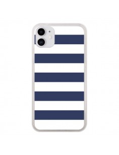 Coque iPhone 11 Bandes Marinières Bleu Blanc Gaultier -...