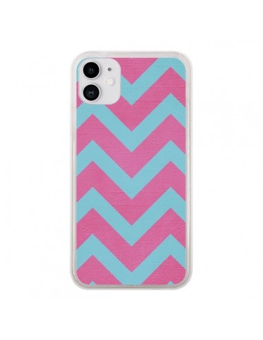 Coque iPhone 11 Strawberry Chevron Rose Bleu - Mary Nesrala