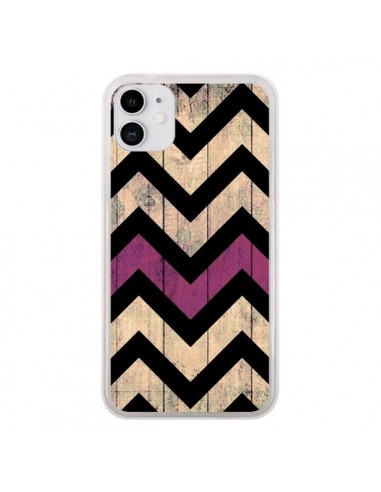 Coque iPhone 11 Chevron Vintage Bois Wood - Mary Nesrala