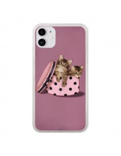 Coque iPhone 11 Chaton Chat Kitten Boite Pois - Maryline...