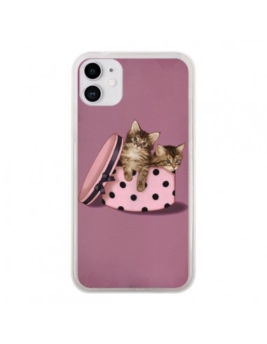 Coque iPhone 11 Chaton Chat Kitten Boite Pois - Maryline Cazenave