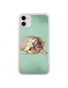 Coque iPhone 11 Chaton Chat Kitten Boite Bonbon Candy -...