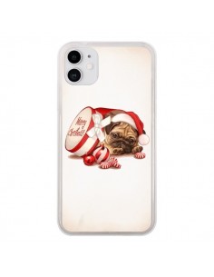 Coque iPhone 11 Chien Dog Pere Noel Christmas Boite -...