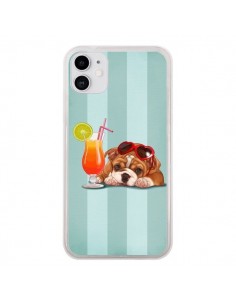 Coque iPhone 11 Chien Dog Cocktail Lunettes Coeur -...