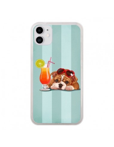 Coque iPhone 11 Chien Dog Cocktail Lunettes Coeur - Maryline Cazenave