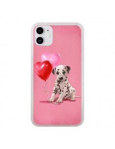 Coque iPhone 11 Chien Dog Dalmatien Ballon Coeur -...