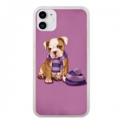 Coque iPhone 11 Chien Dog Echarpe Bonnet Froid Hiver -...