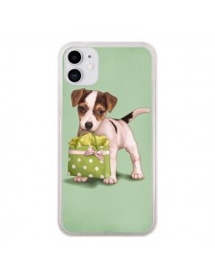 Coque iPhone 11 Chien Dog Shopping Sac Pois Vert -...