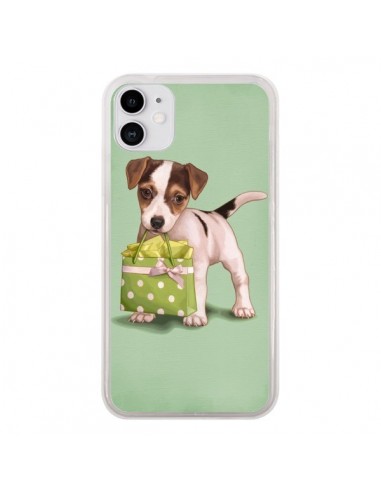 Coque iPhone 11 Chien Dog Shopping Sac Pois Vert - Maryline Cazenave