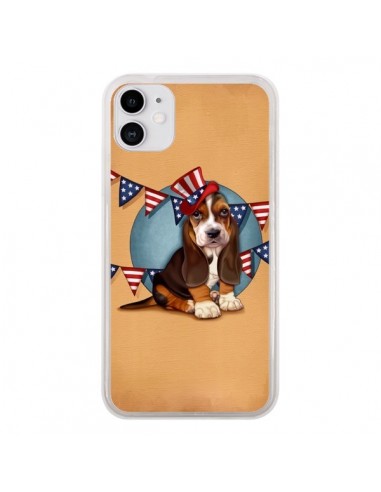 Coque iPhone 11 Chien Dog USA Americain - Maryline Cazenave