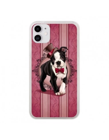 Coque iPhone 11 Chien Dog Gentleman Noeud Papillon Chapeau - Maryline Cazenave