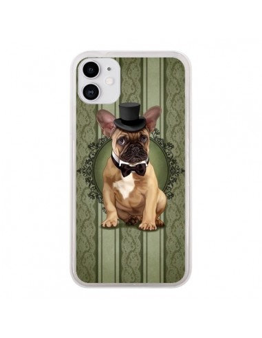 Coque iPhone 11 Chien Dog Bulldog Noeud Papillon Chapeau - Maryline Cazenave