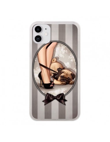 Coque iPhone 11 Lady Noir Noeud Papillon Chien Dog Luxe - Maryline Cazenave