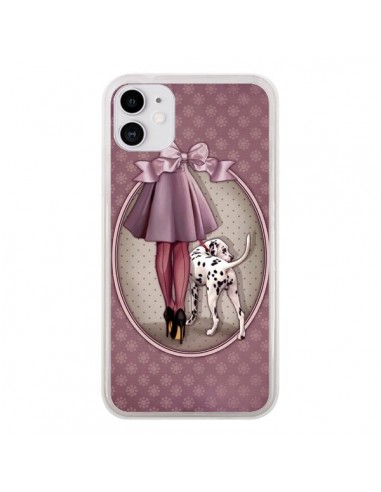 Coque iPhone 11 Lady Chien Dog Dalmatien Robe Pois - Maryline Cazenave