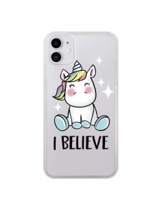 Coque iPhone 11 Licorne I Believe Transparente - Maryline...