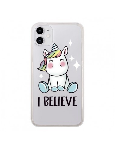 Coque iPhone 11 Licorne I Believe Transparente - Maryline Cazenave