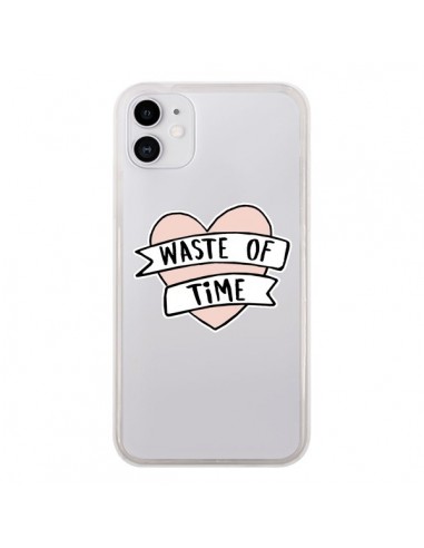 Coque iPhone 11 Waste Of Time Transparente - Maryline Cazenave