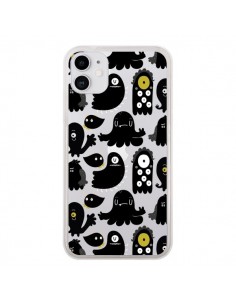 Coque iPhone 11 Monsters Monstres Pattern Transparente -...