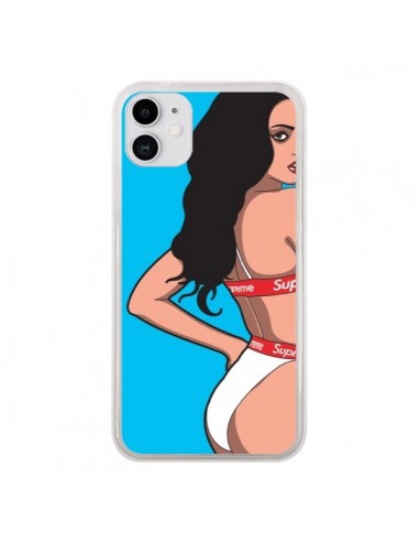 Coque iPhone 11 Pop Art Femme Bleu - Mikadololo