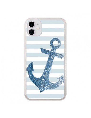 Coque iPhone 11 Ancre Bleu Navire - Monica Martinez