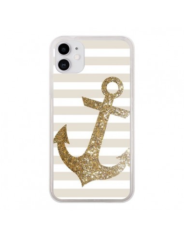 Coque iPhone 11 Ancre Or Navire - Monica Martinez