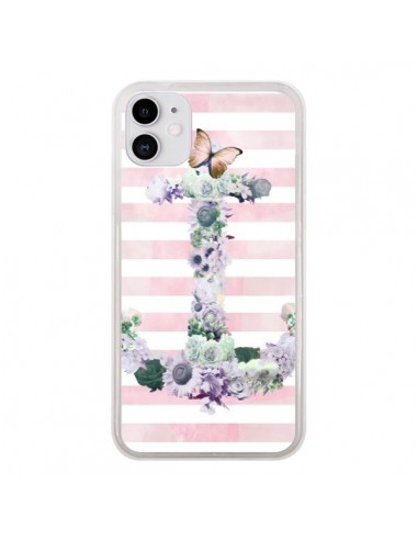 Coque iPhone 11 Ancre Rose Fleurs Navire - Monica Martinez