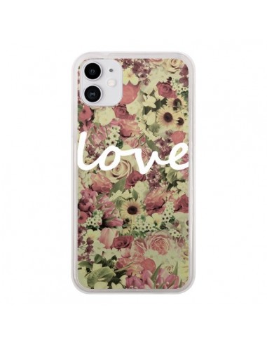 Coque iPhone 11 Love Blanc Flower - Monica Martinez