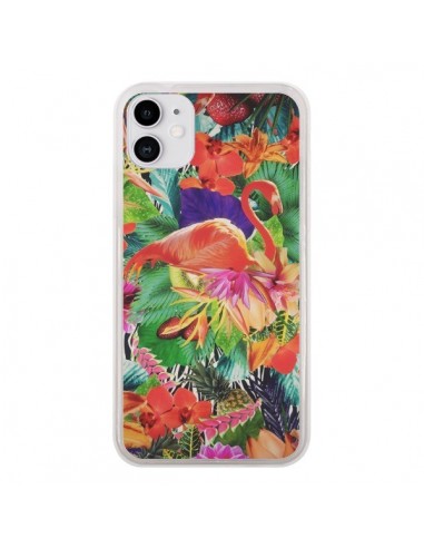 Coque iPhone 11 Tropical Flamant Rose - Monica Martinez