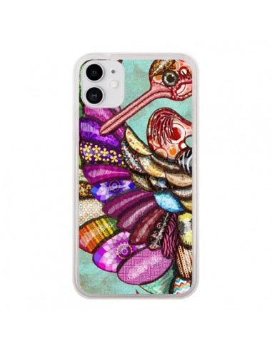 Coque iPhone 11 Paon Multicolore Eco Bird - Maximilian San