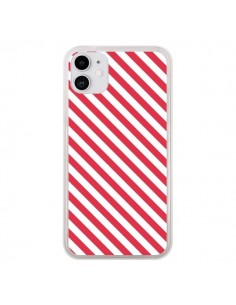 Coque iPhone 11 Bonbon Candy Rose et Blanche Rayée - Nico