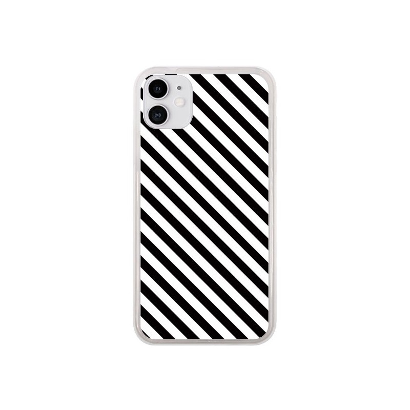 Coque iPhone 11 Bonbon Candy Noire et Blanche Rayée - Nico