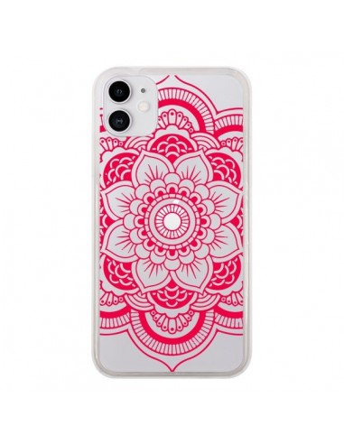 Coque iPhone 11 Mandala Rose Fushia Azteque Transparente - Nico