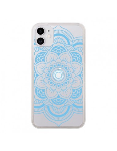 Coque iPhone 11 Mandala Bleu Azteque Transparente - Nico