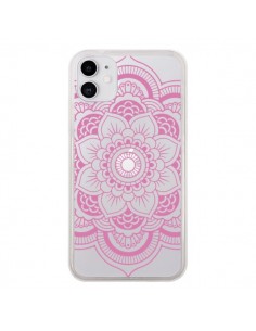 Coque iPhone 11 Mandala Rose Clair Azteque Transparente -...